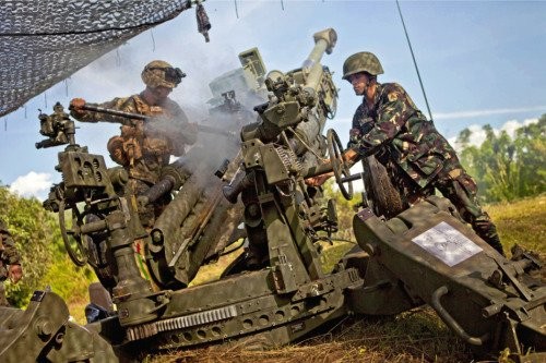 Lực lượng pháo binh hai nước Mỹ-Philippines tiến hành diễn tập quân sự liên hợp